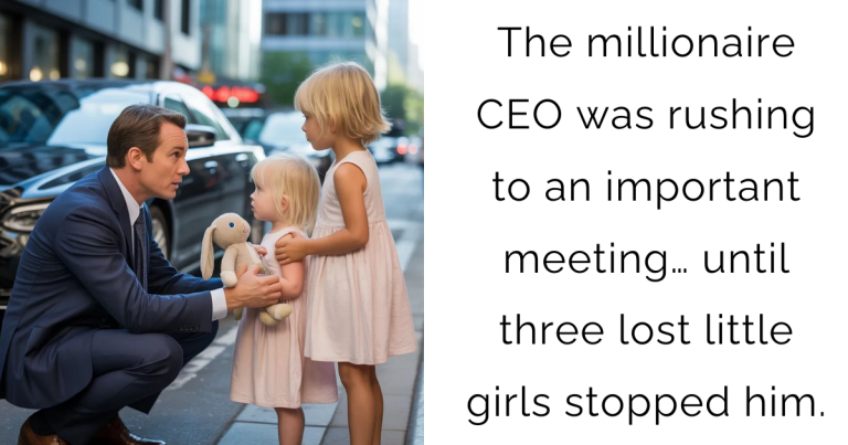 The millionaire CEO was rushing to an important meeting… until three lost little girls stopped him.