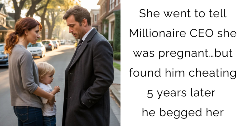 She went to tell Millionaire CEO she was pregnant…but found him cheating 5 years later he begged her