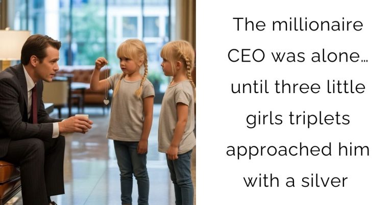 The millionaire CEO was alone… until three little girls—triplets—approached him with a silver heart.