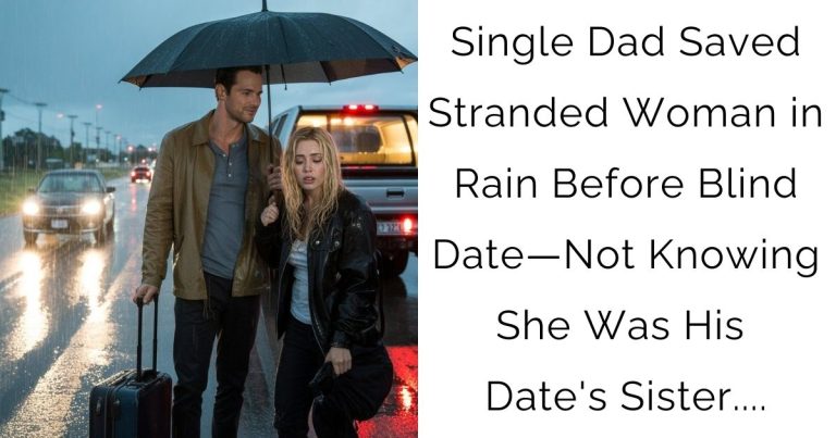 Single Dad Saved Stranded Woman in Rain Before Blind Date—Not Knowing She Was His Date’s Sister….