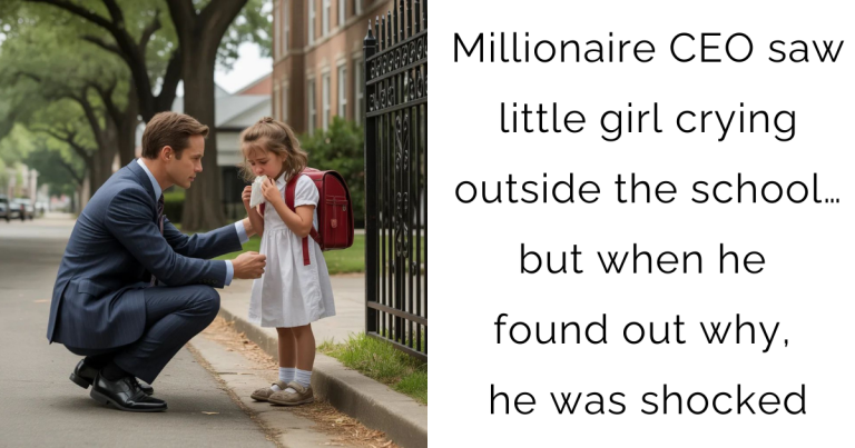 Millionaire CEO saw little girl crying outside the school… but when he found out why, he was shocked