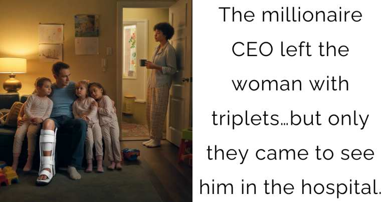 The millionaire CEO left the woman with triplets… but only they came to see him in the hospital.