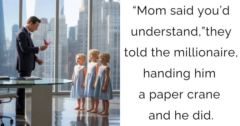 “Mom said you’d understand,” they told the millionaire, handing him a paper crane—and he did.
