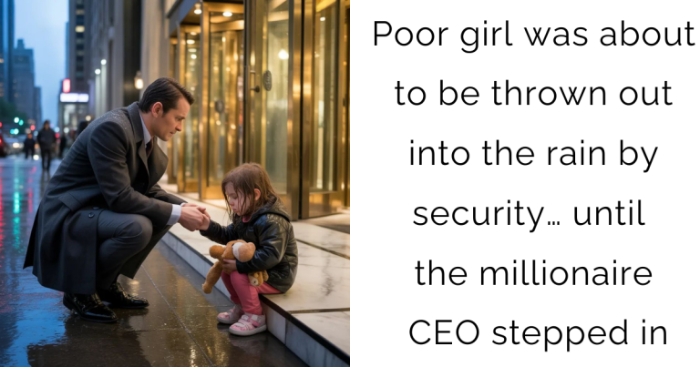 Poor girl was about to be thrown out into the rain by security… until the millionaire CEO stepped in