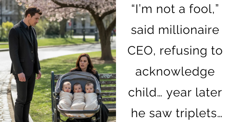 “I’m not a fool,” said millionaire CEO, refusing to acknowledge child… year later he saw triplets…