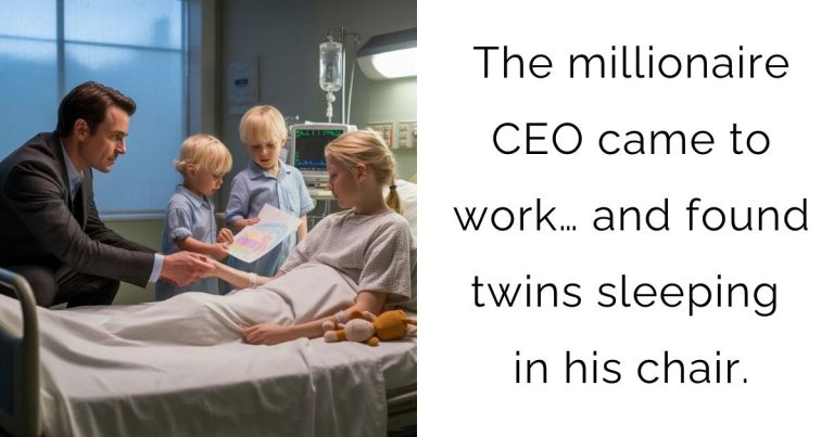 The millionaire CEO came to work… and found twins sleeping in his chair.