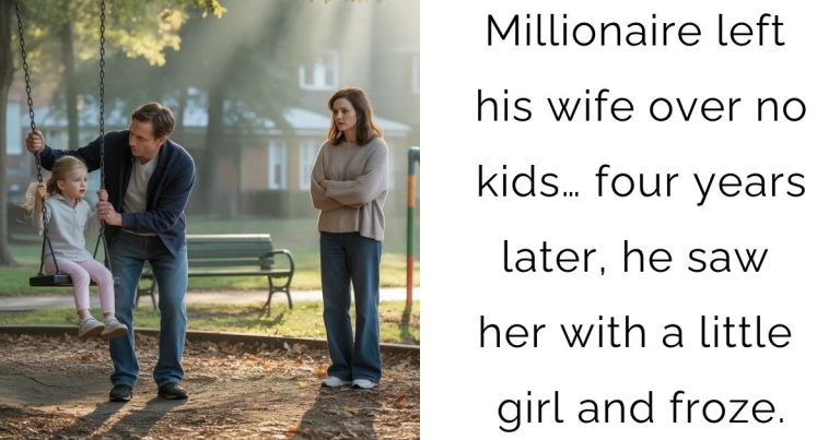 Millionaire left his wife over no kids… four years later, he saw her with a little girl—and froze.