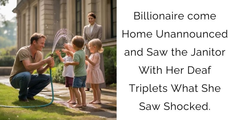 Billionaire come Home Unannounced and Saw the Janitor With Her Deaf Triplets—What She Saw Shocked.
