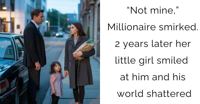 “Not mine,” Millionaire smirked. 2 years later her little girl smiled at him and his world shattered