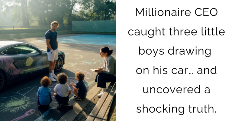 Millionaire CEO caught three little boys drawing on his car… and uncovered a shocking truth.