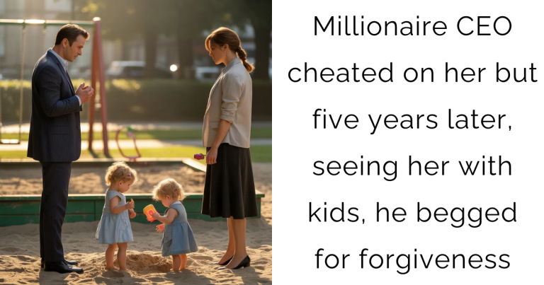 Millionaire CEO cheated on her but five years later, seeing her with kids, he begged for forgiveness