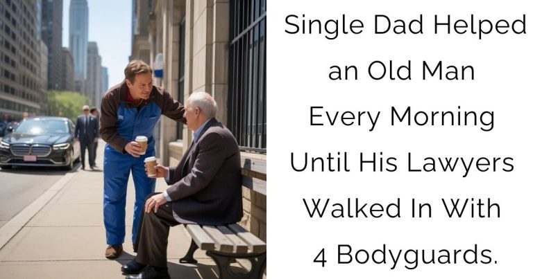 Single Dad Helped an Old Man Every Morning — Until His Lawyers Walked In With 4 Bodyguards.
