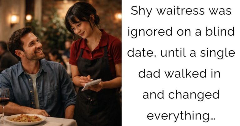 Shy waitress was ignored on a blind date, until a single dad walked in and changed everything…