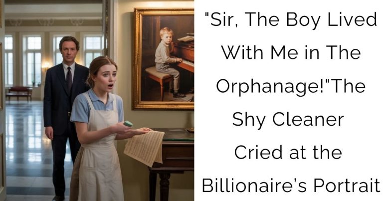 “Sir, The Boy Lived With Me in The Orphanage!” — The Shy Cleaner Cried at the Billionaire’s Portrait
