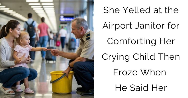She Yelled at the Airport Janitor for Comforting Her Crying Child—Then Froze When He Said Her
