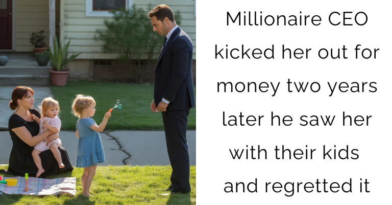 Millionaire CEO kicked her out for money two years later he saw her with their kids and regretted it