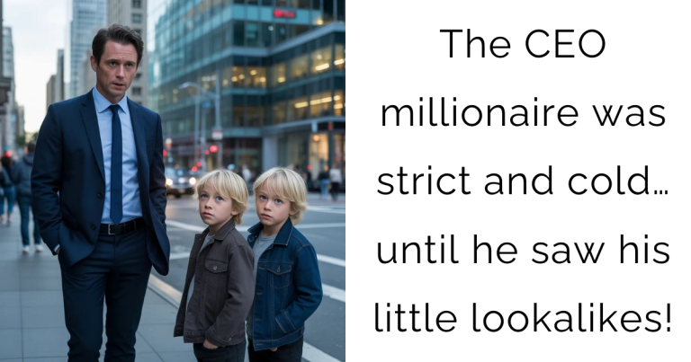 The CEO millionaire was strict and cold… until he saw his little lookalikes!