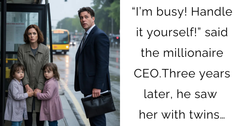“I’m busy! Handle it yourself!” said the millionaire CEO. Three years later, he saw her with twins…
