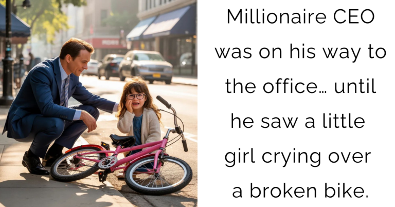 Millionaire CEO was on his way to the office… until he saw a little girl crying over a broken bike.