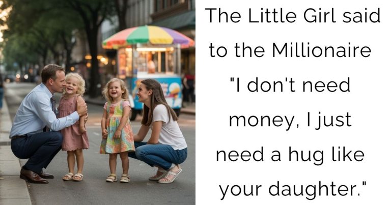 The Little Girl said to the Millionaire: “I don’t need money, I just need a hug like your daughter.”