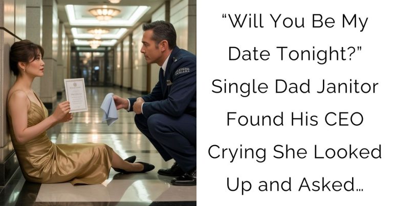 “Will You Be My Date Tonight?” Single Dad Janitor Found His CEO Crying—She Looked Up and Asked…