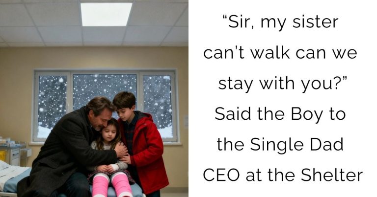 “Sir, my sister can’t walk… can we stay with you?”—Said the Boy to the Single Dad CEO at the Shelter