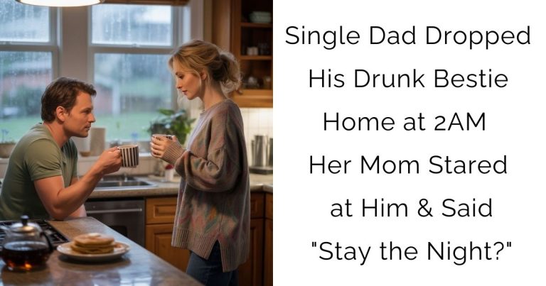 Single Dad Dropped His Drunk Bestie Home at 2AM… Her Mom Stared at Him & Said “Stay the Night?”