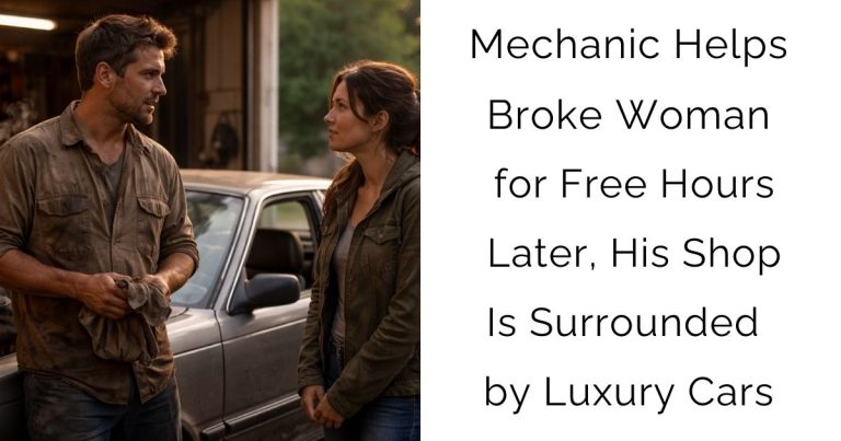 Mechanic Helps Broke Woman for Free—Hours Later, His Shop Is Surrounded by Luxury Cars…