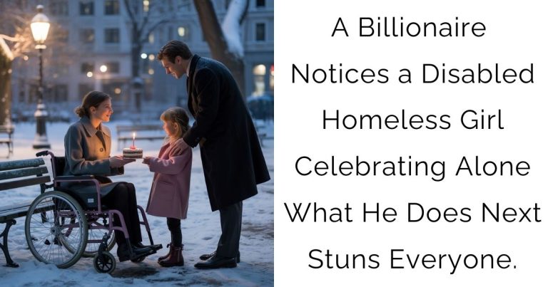 A Billionaire Notices a Disabled Homeless Girl Celebrating Alone — What He Does Next Stuns Everyone.