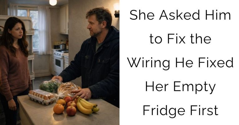 She Asked Him to Fix the Wiring—He Fixed Her Empty Fridge First