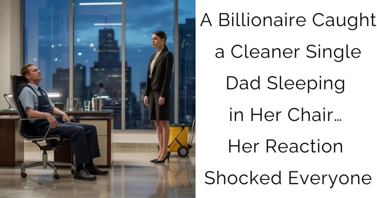 A Billionaire Caught a Cleaner Single Dad Sleeping in Her Chair… Her Reaction Shocked Everyone
