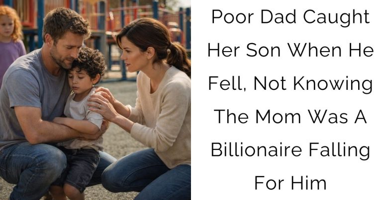 Poor Dad Caught Her Son When He Fell, Not Knowing The Mom Was A Billionaire Falling For Him