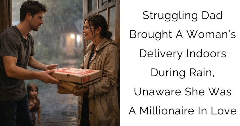 Struggling Dad Brought A Woman’s Delivery Indoors During Rain, Unaware She Was A Millionaire In Love