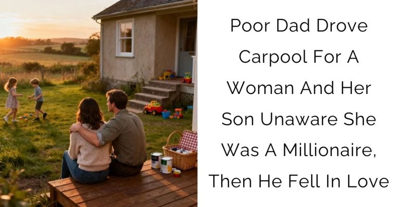 Poor Dad Drove Carpool For A Woman And Her Son Unaware She Was A Millionaire, Then He Fell In Love