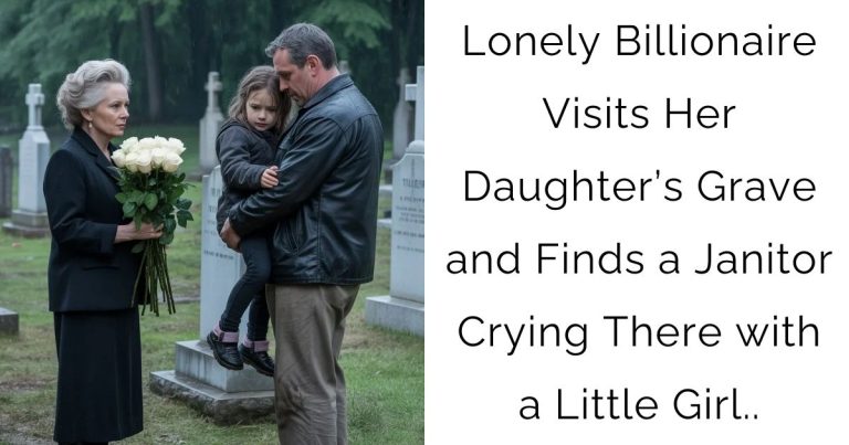 Lonely Billionaire Visits Her Daughter’s Grave and Finds a Janitor Crying There with a Little Girl..