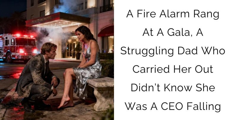 A Fire Alarm Rang At A Gala, A Struggling Dad Who Carried Her Out Didn’t Know She Was A CEO Falling