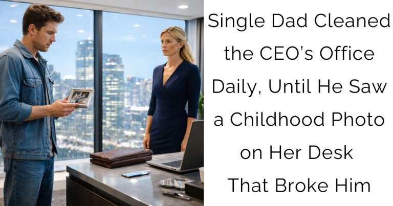 Single Dad Cleaned the CEO’s Office Daily, Until He Saw a Childhood Photo on Her Desk That Broke Him