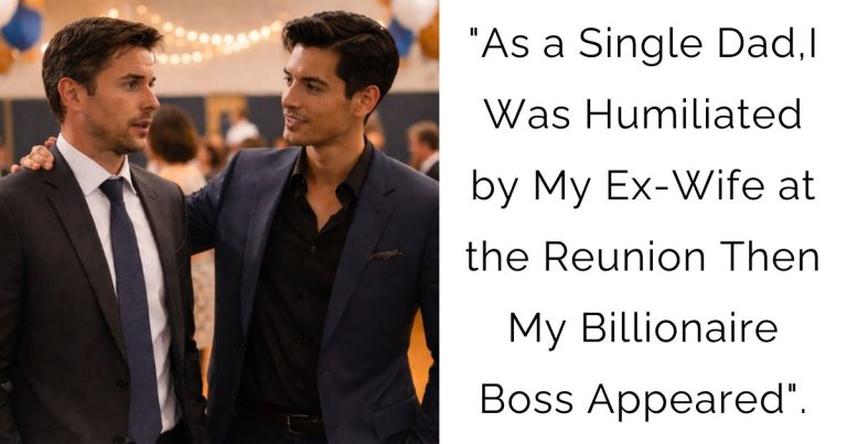 “As a Single Dad, I Was Humiliated by My Ex-Wife at the Reunion —Then My Billionaire Boss Appeared”.