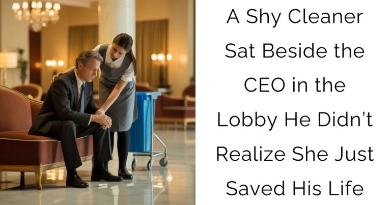 A Shy Cleaner Sat Beside the CEO in the Lobby—He Didn’t Realize She Just Saved His Life
