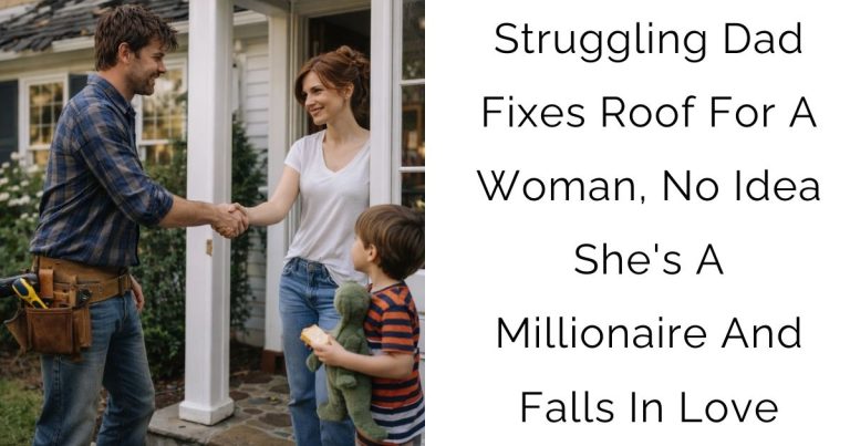 Struggling Dad Fixes Roof For A Woman, No Idea She’s A Millionaire And Falls In Love
