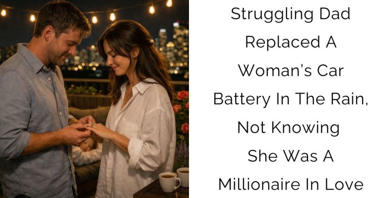 Struggling Dad Replaced A Woman’s Car Battery In The Rain, Not Knowing She Was A Millionaire In Love