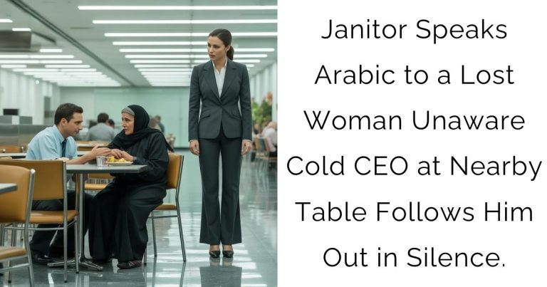 Janitor Speaks Arabic to a Lost Woman — Unaware Cold CEO at Nearby Table Follows Him Out in Silence.