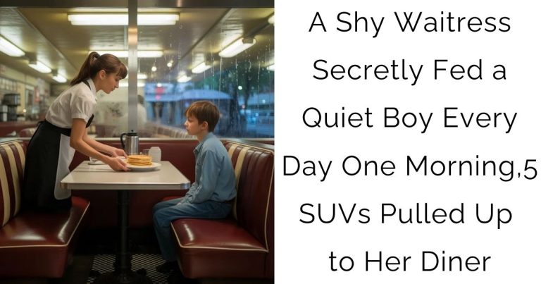 A Shy Waitress Secretly Fed a Quiet Boy Every Day — One Morning, 5 SUVs Pulled Up to Her Diner