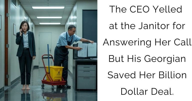 The CEO Yelled at the Janitor for Answering Her Call—But His Georgian Saved Her Billion-Dollar Deal.