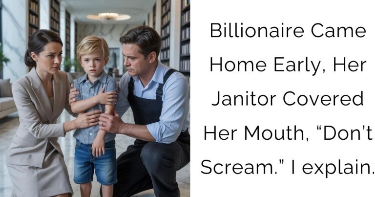 Billionaire Came Home Early, Her Janitor Covered Her Mouth, “Don’t Scream.” I explain.