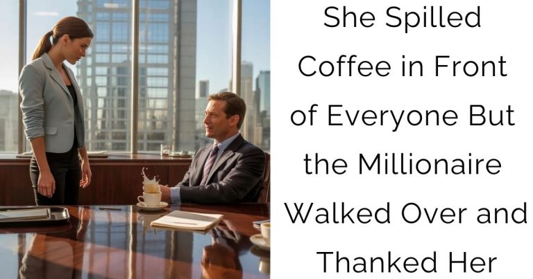 She Spilled Coffee in Front of Everyone—But the Millionaire Walked Over and Thanked Her