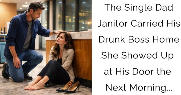 The Single Dad Janitor Carried His Drunk Boss Home — She Showed Up at His Door the Next Morning…