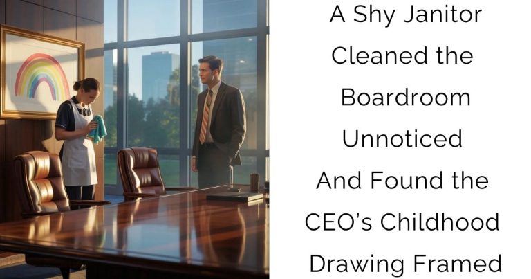 A Shy Janitor Cleaned the Boardroom Unnoticed—And Found the CEO’s Childhood Drawing Framed