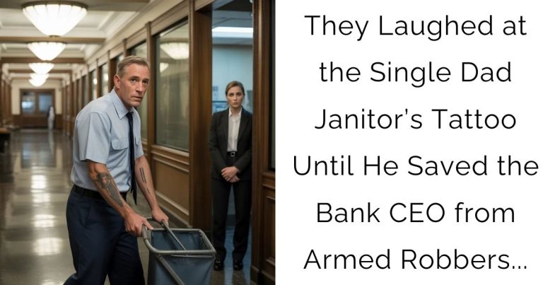 They Laughed at the Single Dad Janitor’s Tattoo Until He Saved the Bank CEO from Armed Robbers…