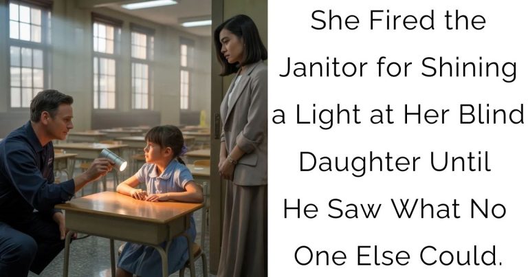 She Fired the Janitor for Shining a Light at Her Blind Daughter—Until He Saw What No One Else Could.